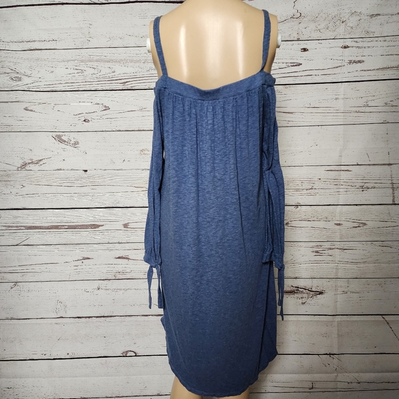 Three Dots Cold Shoulder Cotton Dress Medium - Picture 4 of 5